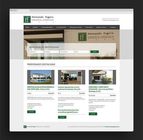 web - Fernando Fogola: DiseÃƒÂ±o sitio responsivo para inmobiliarias con administrador de contenido